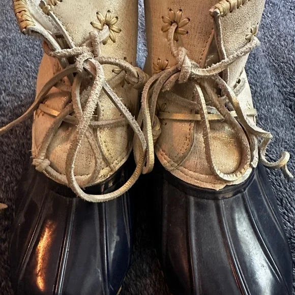 Jack Rogers Shoes Jack Rogers Tan And Navy Boots Poshmark